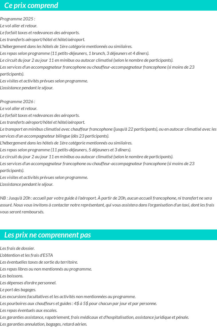 Conditions tarifaires