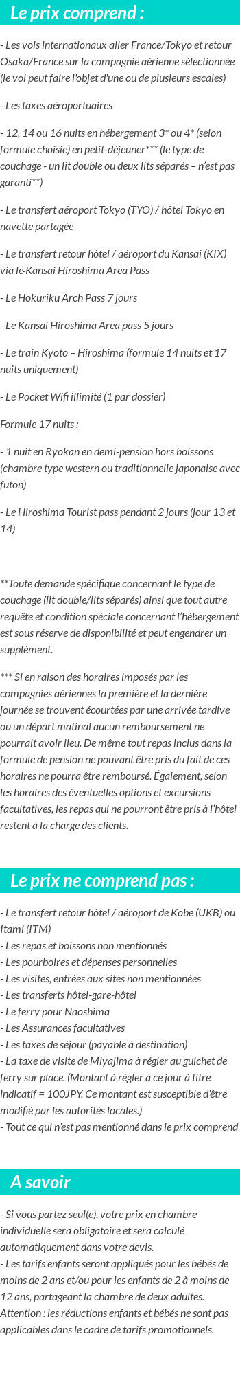 Conditions tarifaires