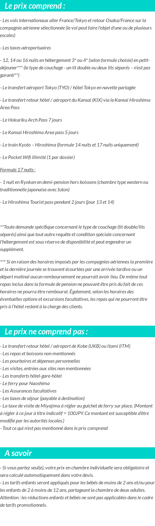 Conditions tarifaires