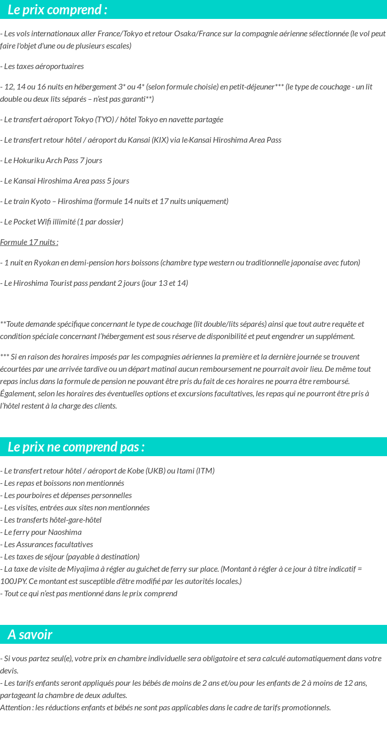 Conditions tarifaires