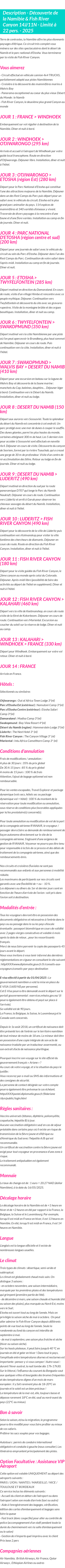 Détails du séjour