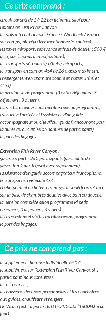 Conditions tarifaires