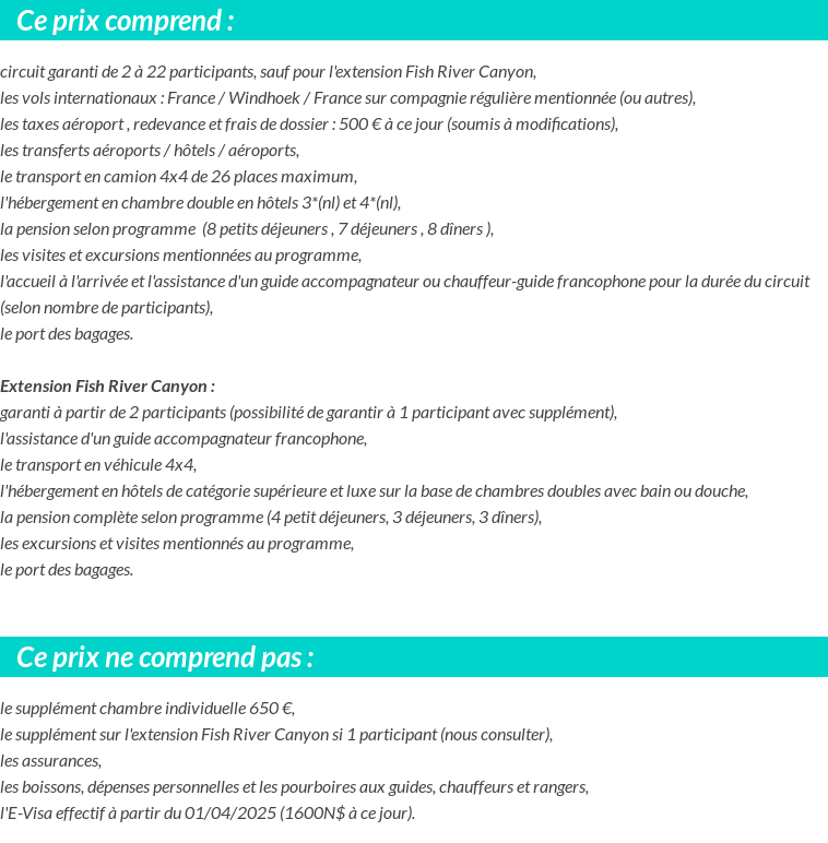 Conditions tarifaires