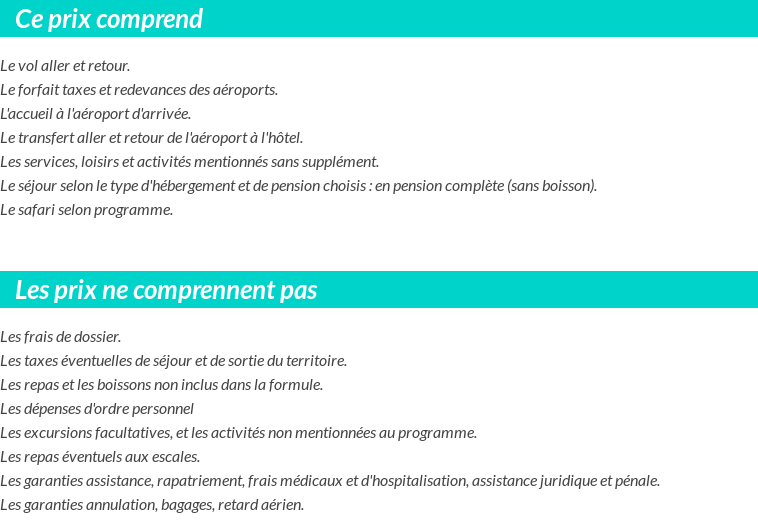 Conditions tarifaires