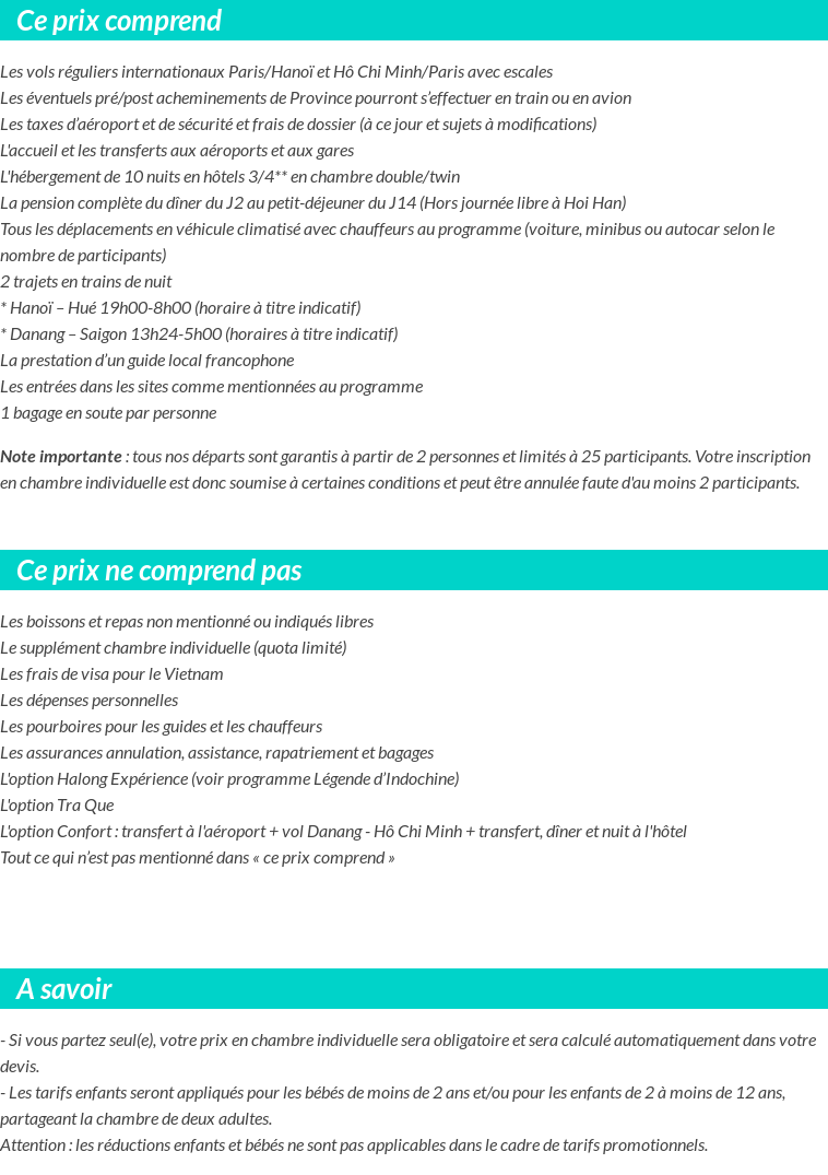 Conditions tarifaires