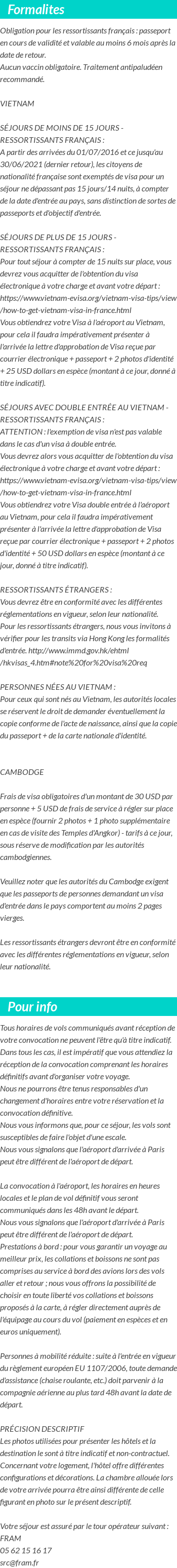 INFOS VOYAGEURS