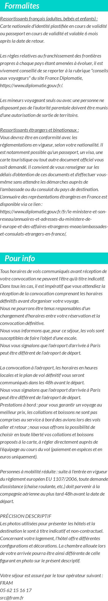 INFOS VOYAGEURS