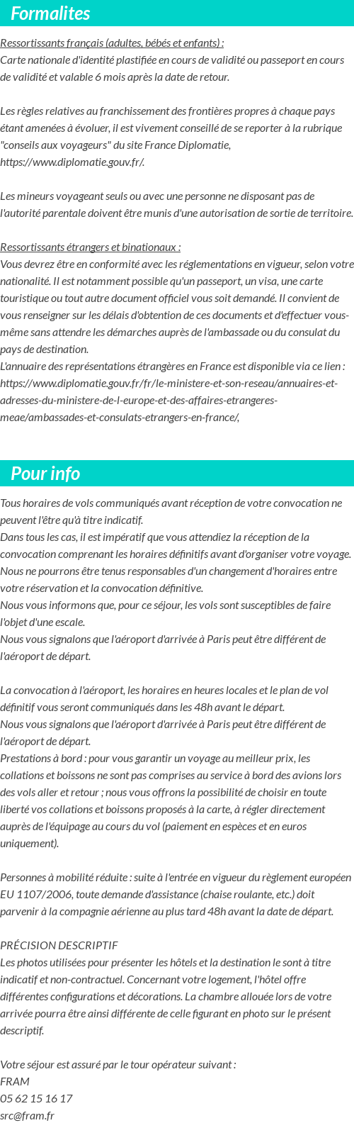 INFOS VOYAGEURS