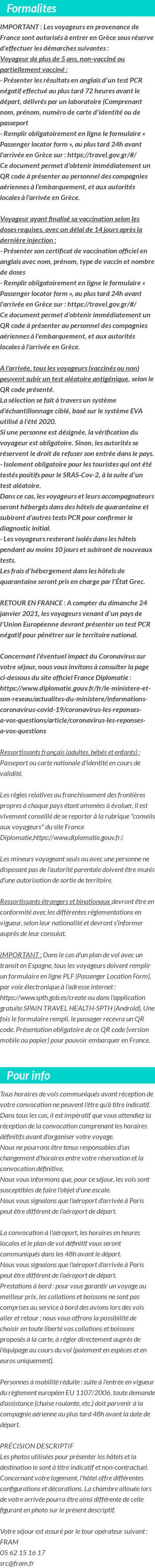 INFOS VOYAGEURS
