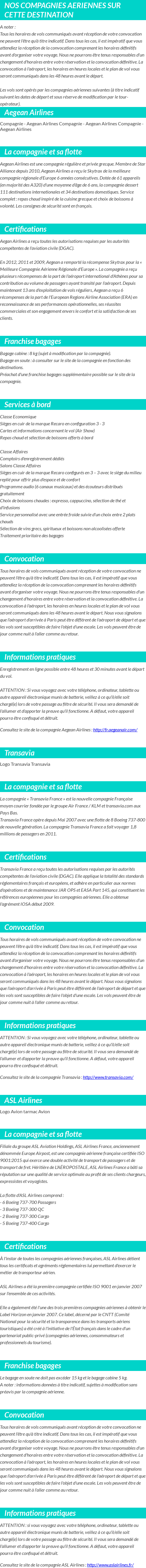 INFOS VOLS