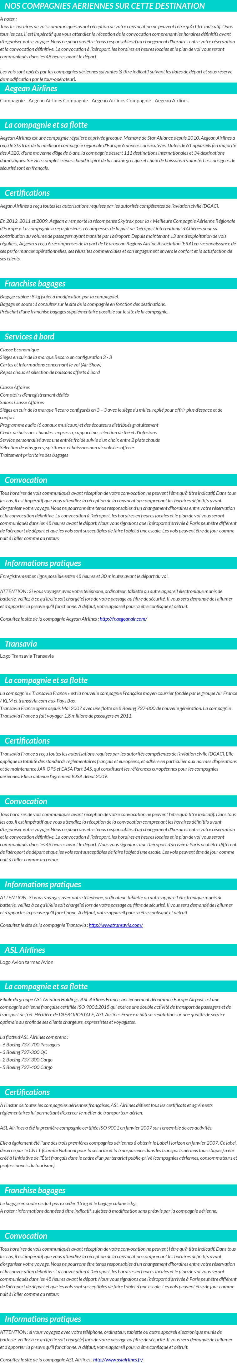 INFOS VOLS