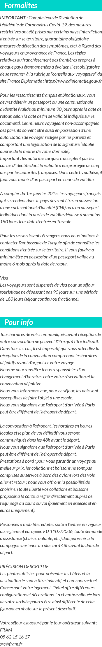 INFOS VOYAGEURS