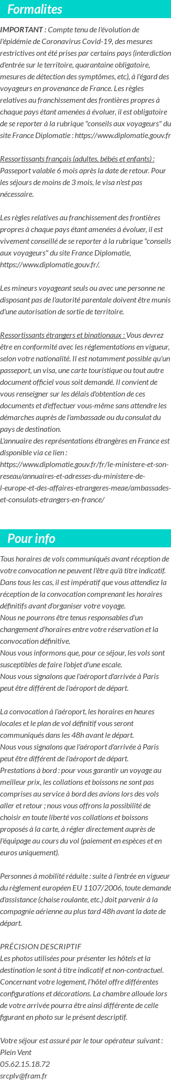 INFOS VOYAGEURS