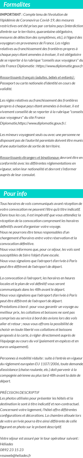 INFOS VOYAGEURS