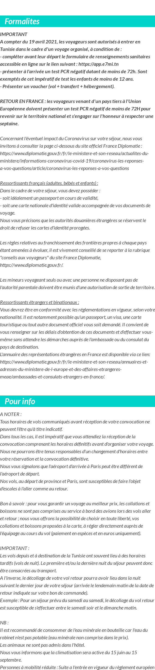 Formalités