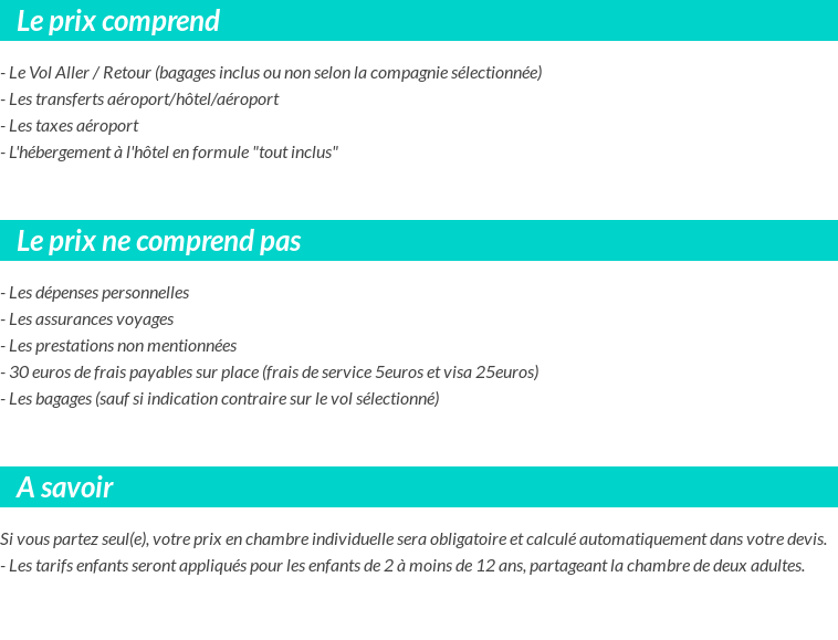 Conditions tarifaires