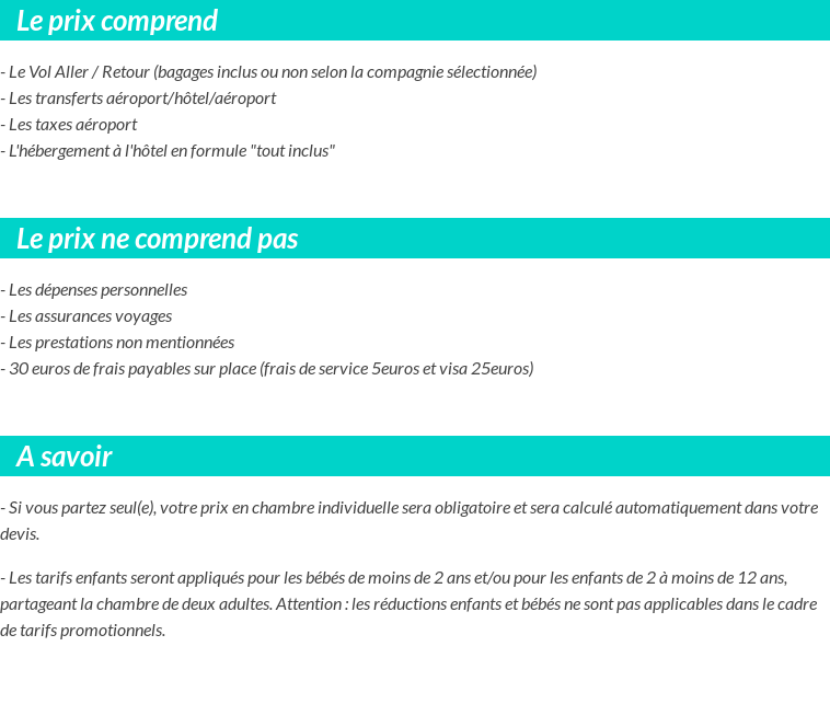 Conditions tarifaires