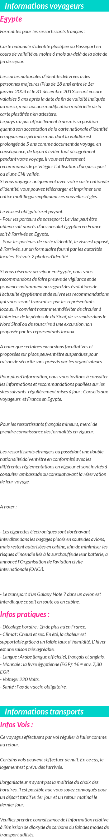 Formalités et infos voyageurs