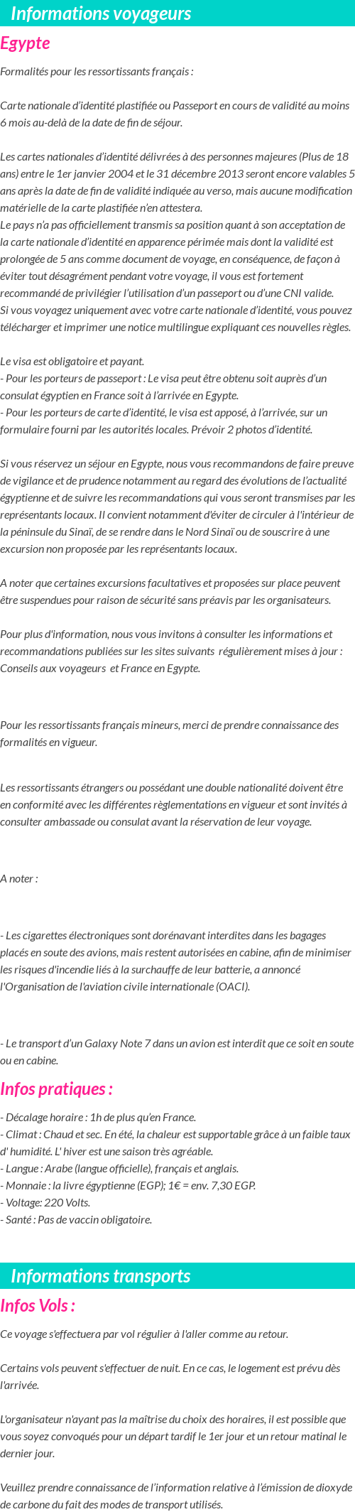 Formalités et infos voyageurs