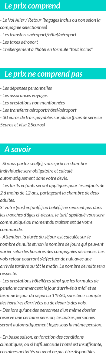 Conditions tarifaires