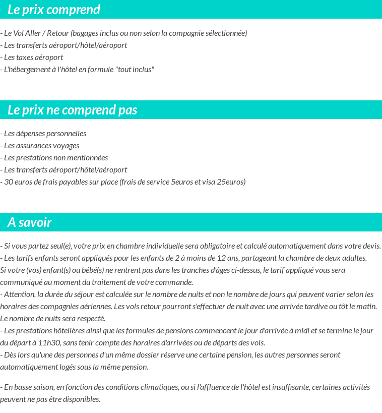 Conditions tarifaires