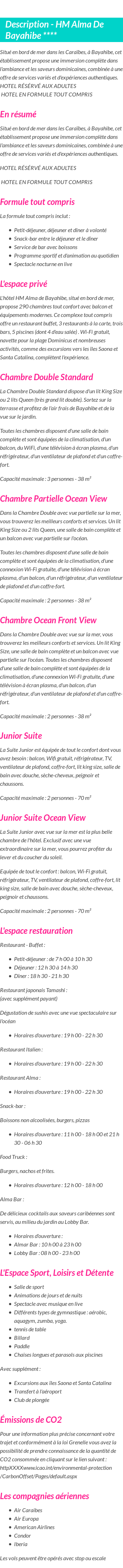 Détails du séjour