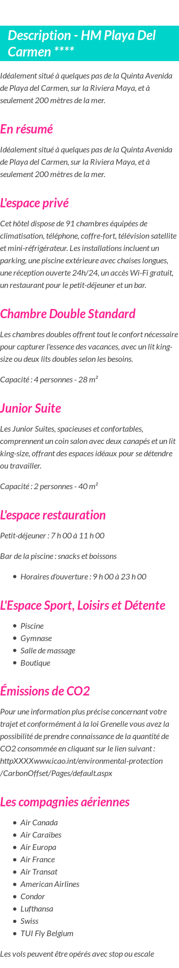 Détails du séjour