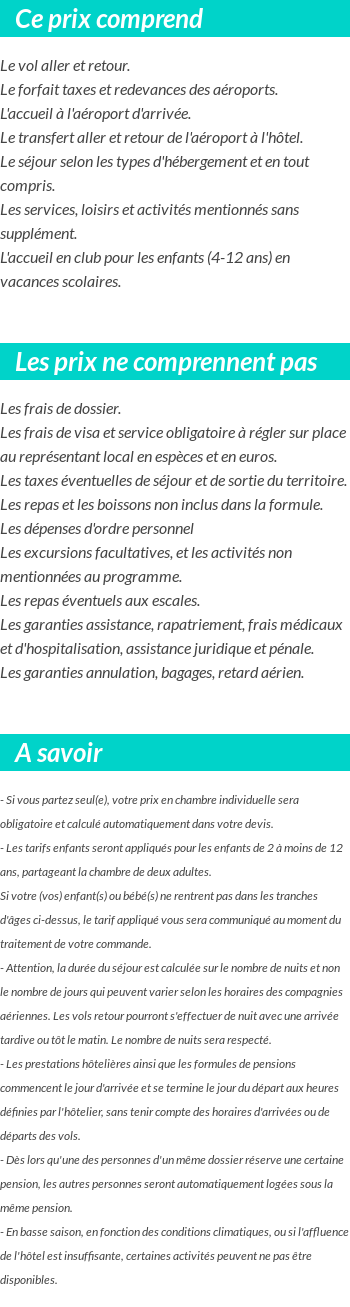 Conditions tarifaires