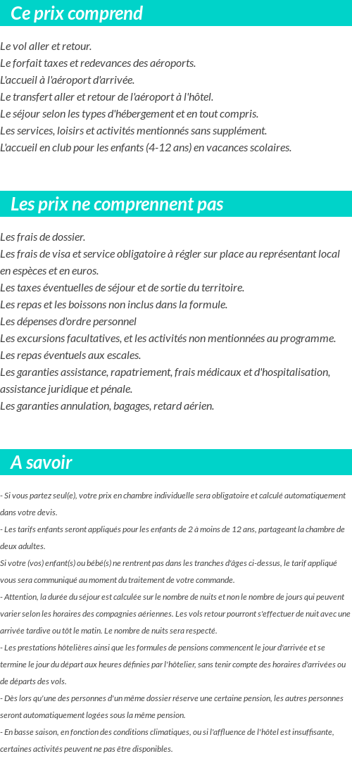 Conditions tarifaires