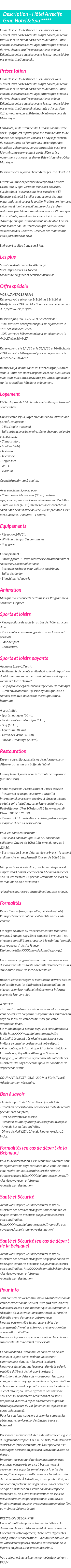 Détails du séjour