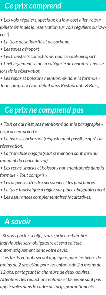 Conditions tarifaires