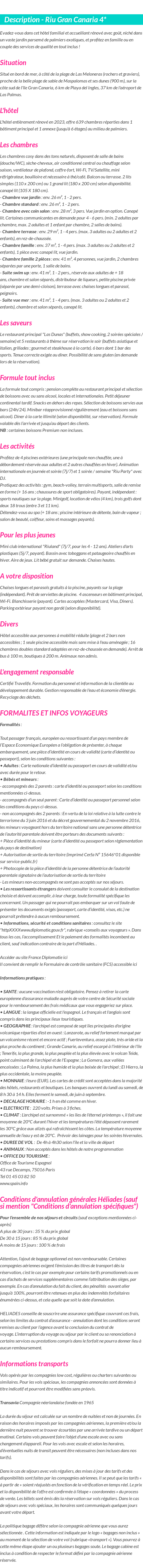 Détails du séjour