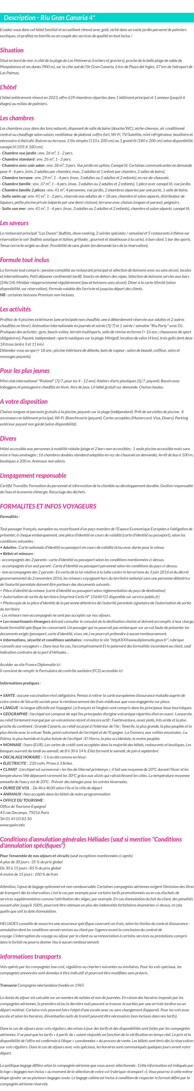 Détails du séjour