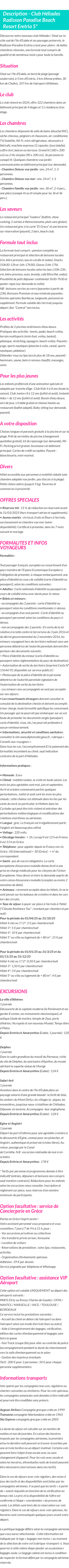 Détails du séjour