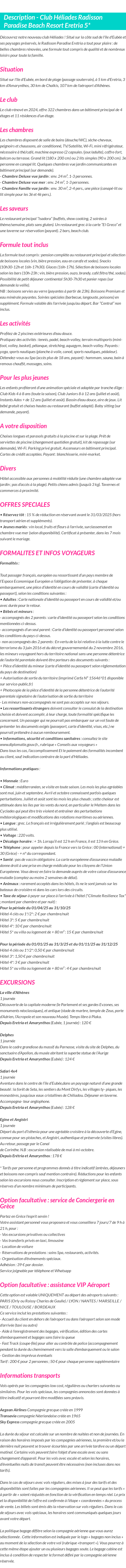 Détails du séjour