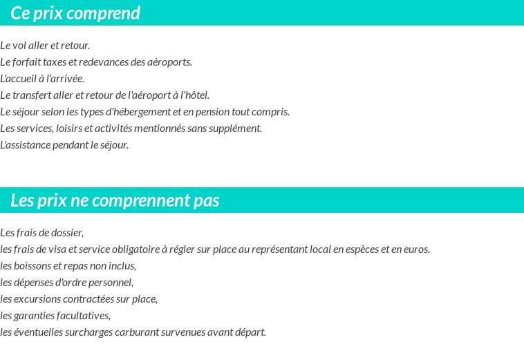 Conditions tarifaires