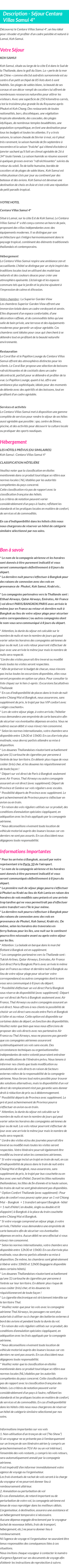 Détails du séjour