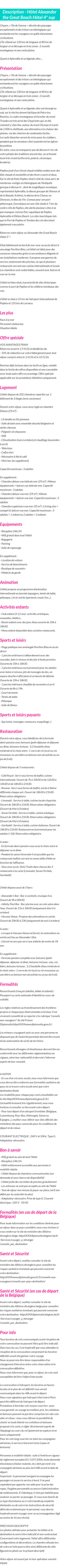 Détails du séjour