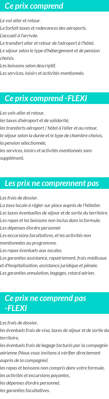 Conditions tarifaires