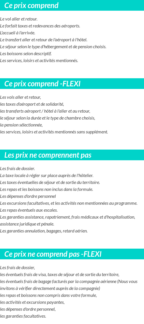 Conditions tarifaires