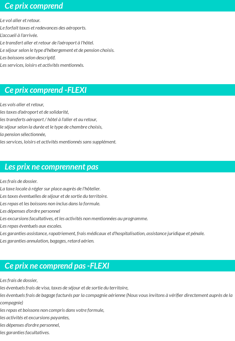 Conditions tarifaires