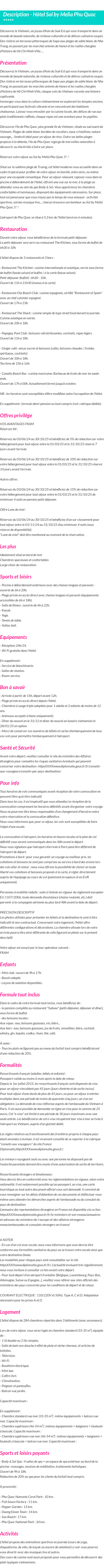 Détails du séjour