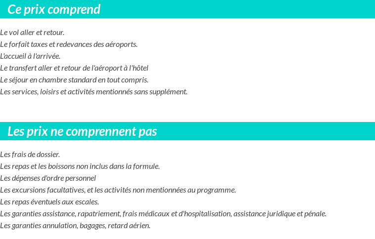 Conditions tarifaires