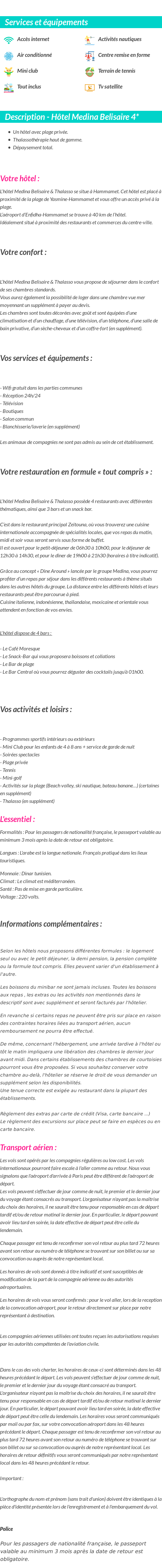 Détails du séjour