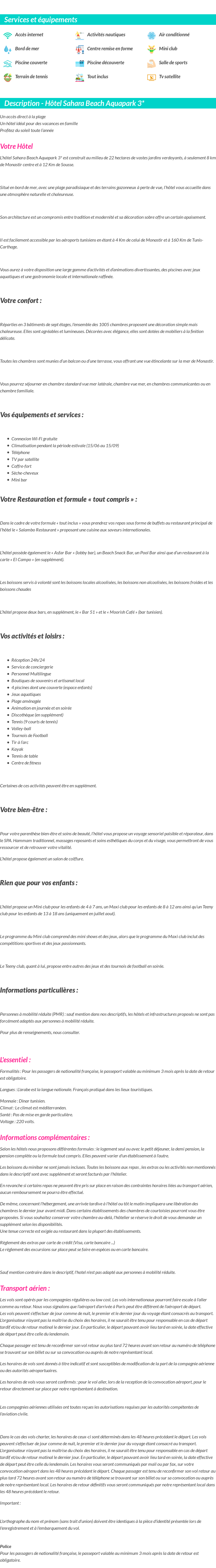 Détails du séjour