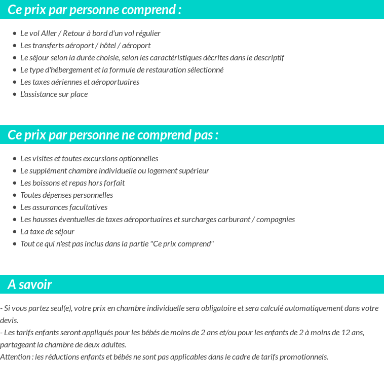 Conditions tarifaires