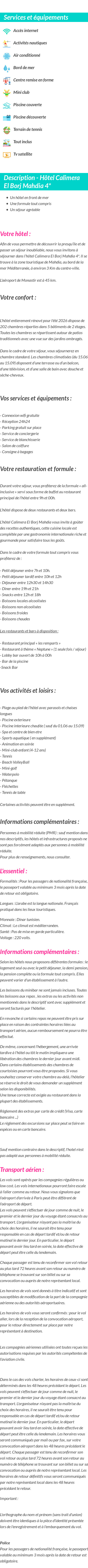Détails du séjour