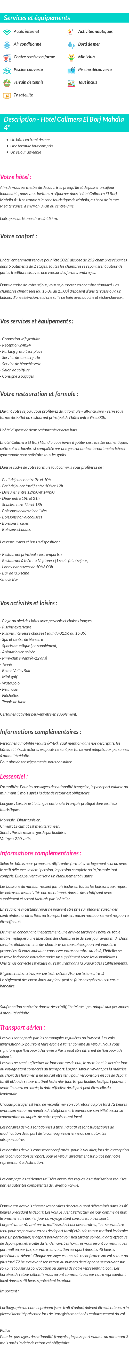 Détails du séjour