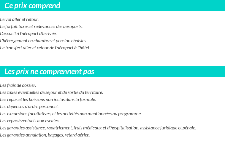 Conditions tarifaires