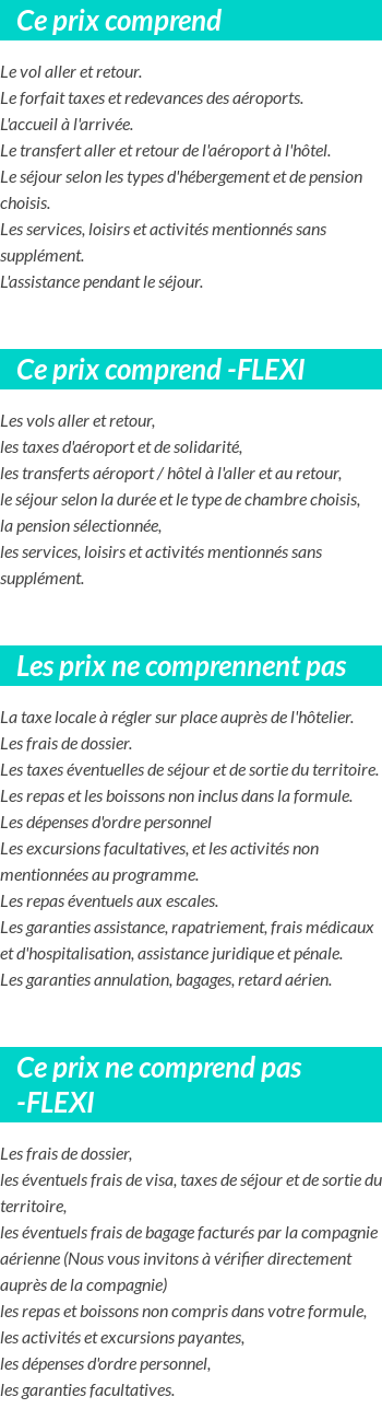 Conditions tarifaires